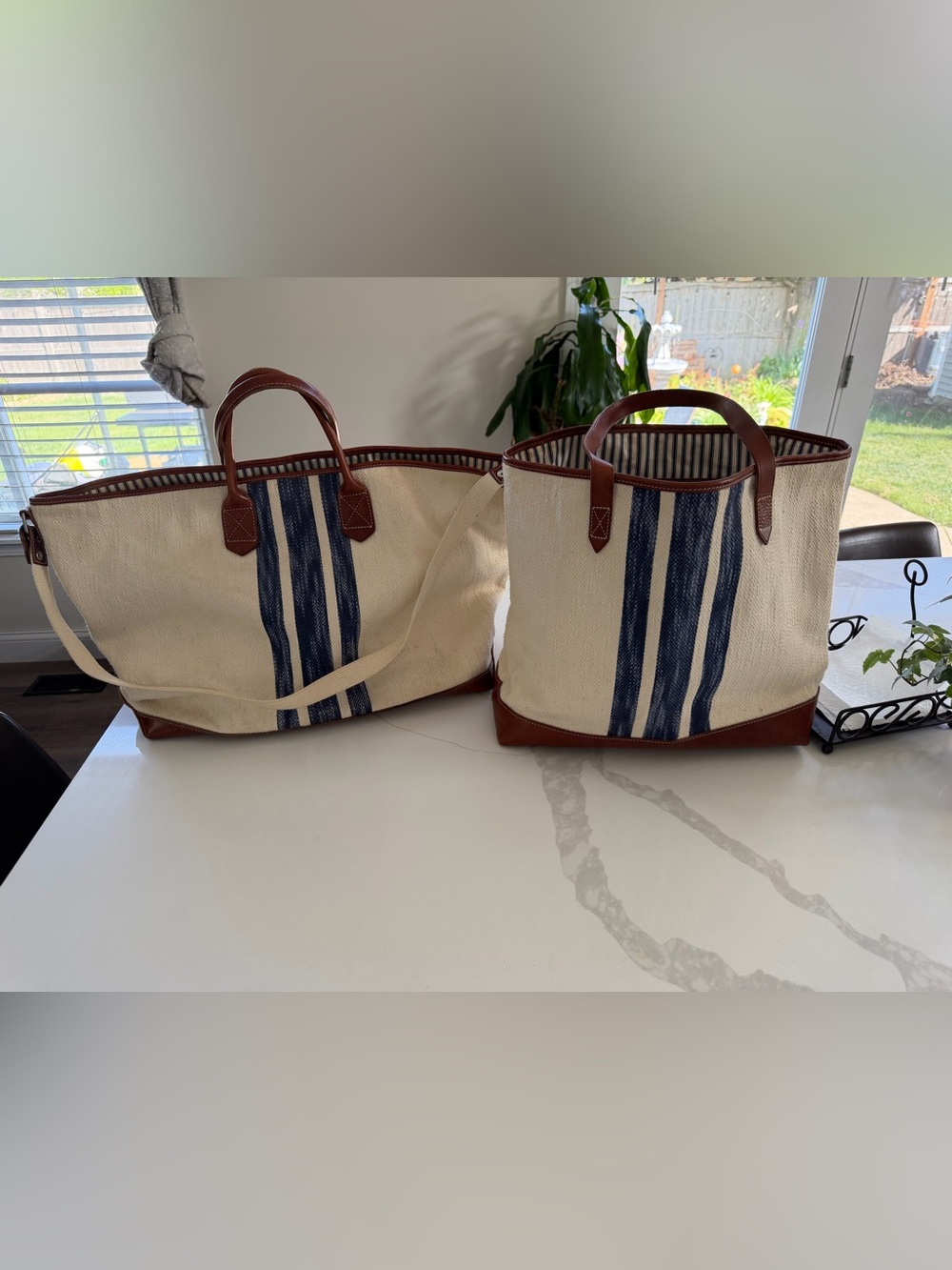 Madewell cream and blue striped canvas Travel Bags (2)